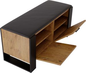 Schuhschrank mit Sitzbank - Robuste Qualität - Schuhregal Geschlossen Schuhbank Garderobenbank mit Sitzfläche Sitzpolster (Retro Eiche - Schwarz Matt) Schuhschrank mit Sitzbank - Robuste Qualität - Schuhregal Geschlossen Schuhbank Garderobenbank mit Sitzfläche Sitzpolster (Retro Eiche - Schwarz Matt)