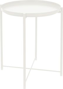 ML-Design Beistelltisch mit abnehmbarem Tablett, Ø 45x52 cm, Weiß, aus Metall, stabil & standsicher, Couchtisch Wohnzimmertisch Sofatisch Kaffeetisch, für Getränke/Snacks