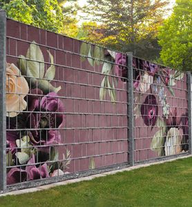 Zaunsichtschutz Purpur blühende Blumen, groesse_zaun:Teil1 - 250x180cm