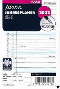 Filofax Kalendereinlage Pocket: Jahresplan 2022 deutsch vertikal