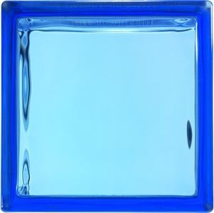 Glasbaustein Welle blau 19 cm x 19 cm x 8 cm