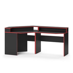 Livinity® Gaming Tisch Kron, 190 x 90 cm Eckform, Rot/Schwarz