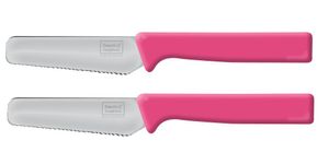 2 Stück homiez Frühstücksmesser KNIFE pink, Brötchenmesser, Tafelmesser, Brotzeitmesser, Wellenschliff, Soft-Griff