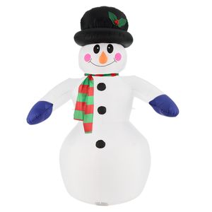 Juskys XXL Schneemann 240 cm aufblasbar mit integr. Gebläse & 20 LEDs, Weihnachtsdeko beleuchtet IP44, Winterdeko für Außen mit 6 Heringe & 3 Seile