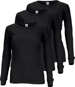 Damen Thermo Unterhemden Set | 3 langarm Unterhemden | Funktionsunterhemden | Thermounterhemden 3er Pack - Schwarz - S