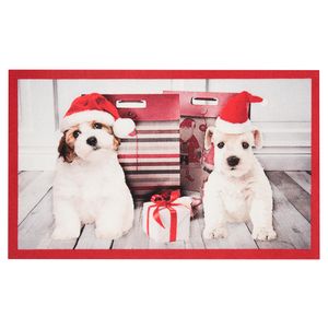 Fussmatte Schmutzfangmatte Weihnachtshunde Christmas Dogs rot 45x75 cm