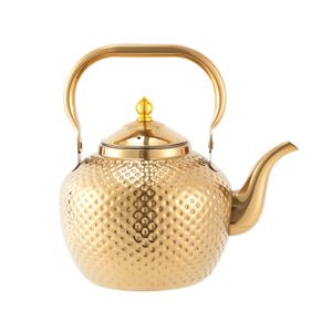 2L Edelstahl Teekanne mit Sieb Teebereiter Teekocher Teekessel (gold)