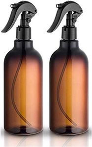 Sprühflaschen, 2 Stück, 500 ml, leere Kunststoff-Sprühflaschen mit schwarzem feinem Nebel, nachfüllbarer Behälter für ätherische Öle, Reinigung, Küche, Garten, Haare
