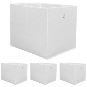 Faltbox Set 4 Boxen für Kallax Regal weiß 33x38x33cm Expedit Box mit Metallgriff