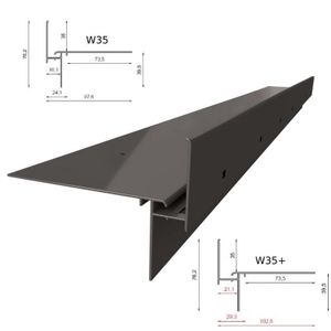 Renoplast Profil okapowy aluminiowy W35+, Do posadzki wentylowanej na tarasy i balkony, Profil prosty 200cm, Grafit