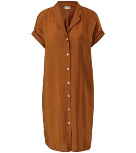 s. Oliver Damen Midi-Kleid Blusenkleid mit V-Ausschnitt 38263810 Braun, Größe:36