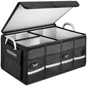 Monzana Kofferraumtasche Kofferraum Organizer Deckel 63L Trennwände wasserdicht faltbar verstärkte Wände rutschfest Auto Tasche 60x35x30cm, Farbe:Schwarz mit Isolierfolie Monzana Kofferraumtasche Kofferraum Organizer Deckel 63L Trennwände wasserdicht faltbar verstärkte Wände rutschfest Auto Tasche 60x35x30cm, Farbe:Schwarz mit Isolierfolie