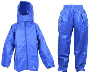 DryKids wasserdichtes 2er-Set Regenjacke und Regenhose, aus Polyester, reflektierend, in "Blau", geeignet für Jungen und Mädchen, ab 9 bis 10 Jahren