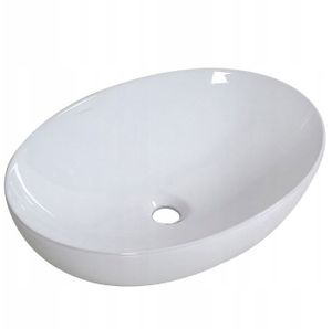Keramik Waschbecken Aufsatzwaschbecken Waschschale Waschtisch weiß oval