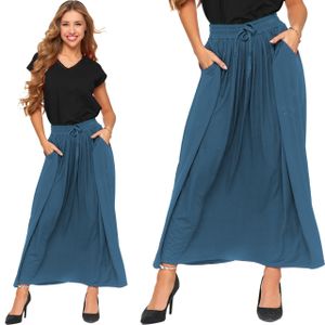 Moraj dámská sukně maxi sukně letní sukně ležérní boho s kapsami viskóza 3500-001, Barva: Jeans, Velikost: 2XL