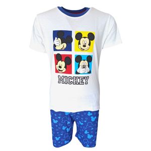 Schlafanzug kurz Disney Mickey Mouse Weiß-Blau 104 cm