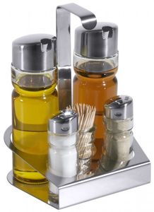 Menage, 5-teilig, Edelstahl 18/0, für Essig/Öl, Zahnstocher, 14 x 11 x 19 cm : Ersatzglas Zahnstocher Variante: Ersatzglas Zahnstocher