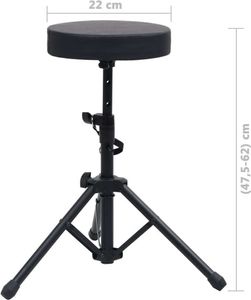 vidaXL Verstellbarer Drumhocker Schwarz Rund