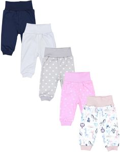 TupTam Unisex Baby Pumphose 5er Pack aus  en Materialien Langhose unisex, Farbe: Safari Sterne Rosa Grau Dunkelblau Hellgrau, Größe: 92