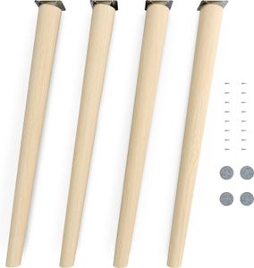 4x sossai® Holzfüße rund - schräge Ausführung 71cm Buche Naturbelassen
