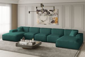 Kaiser Möbel Ecksofa, Eckcouch U Extra Large 462cm PULA stoff Opera Petrol