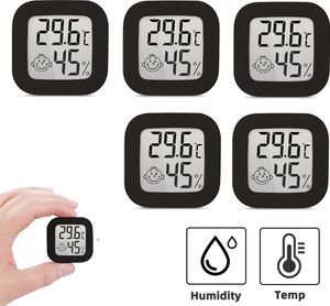 5 Stück Thermo- Hygrometer Feuchtigkeit Mini LCD Digital Thermometer Raumthermometer Luftfeuchtigkeitsmessgerät Temperatur mit Hohen Genauigkeit für Innenraum Babyraum Wohnzimmer Büro