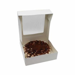 30 Stück Tortenkarton, weiß mit Sichtfenster 27x27x8cm | Kuchenkarton, Tortenbox