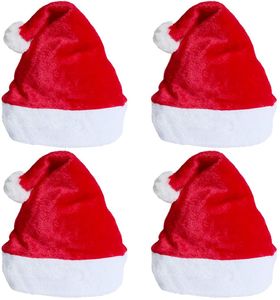 Weihnachtsmütze 4 Stück Unisex rot Weihnachten Hüte für Erwachsene und Kinder Samt Winter Plüschhut Extra verdicken Weihnachtsfeier Comfort Cap Neujahr Festliche Holiday Party Supplies