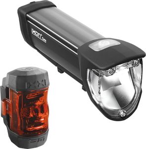 LED-Batterieleuchtenset Ixon Core/Ixxi schwarz inkl.Ladegerät+Kabel