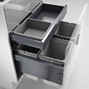 Naber, Cox® Base 1T 600-4 mit Base-Board. Abfallsammler, hellgrau, Höhe 460 mm - Mülleimer