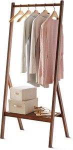 ZanZanShop  Kleiderst?nder bambus, 69 x 48 x 158 cm Multifunktional Garderobenst?nder, Kleiderstange Schlafzimmer mit Schuhregal, Vintage braun