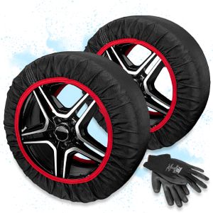 Heyner® Snehové reťaze I 14"-20" textilné snehové reťaze vrátane rukavíc 205 55 R16, 225 55 R17, 215 55 R17-2er sada pre hnacie kolesá pomoc pri kolízii textilné reťaze Snehové reťaze z textílie 2 kusy