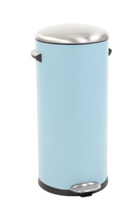 Retro Treteimer mit markanten Griffen und Kugelkappe | 30 Liter, HxØ 68,5x29,2cm | Kunststoff-Inneneimer | Hellblau