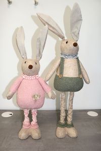 1 Stoff Osterhase Deko-Hase mit Teleskopbeinen 70 cm Shabby Ostern Deko