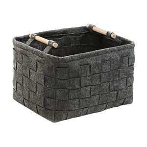 Kobolo Filzkorb Holzkorb für Kaminholz Zeitungskorb - Filz - dunkelgrau - 41x33x30 cm - Feuerholzkorb Trage Aufbewahrung Allzweck Ordnung Einrichtung