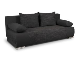 Schlafsofa Naki - Sofa mit Schlaffunktion und Bettkasten, Bettsofa, Couch (Schwarz + Schwarz (Alova 04 + Berlin 02))
