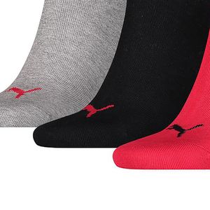 Puma Uni Sneakersocken für Erwachsene, 3er-Pack RD266 (43-45 EU) (Schwarz/Rot/Grau)