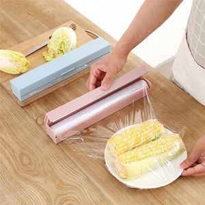 2x Folienschneider Folienspender Frischhaltefolie Abroller für Lebensmittel in der Küche Blau+rosa