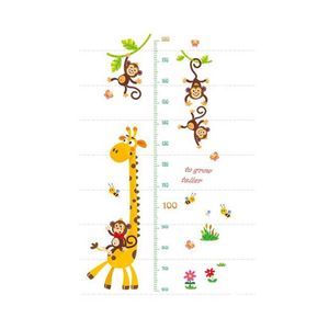 Wandsticker selbstklebend niedliche Messlatte Design Giraffe Affe Wandtattoo für DIY Kinder Kinderzimmer