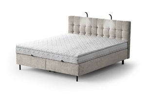 Boxspringbett - MUNA 180x200cm Bett mit Stauraum Schlafzimmer Ehebett (Beige - Aston 02)