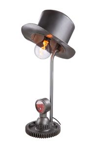 MF Gilde Tischlampe "HUT" aus Metall Handgefertigt mit Tacho auf Zahnrad Höhe 68cm * Neuheit 2022 *
