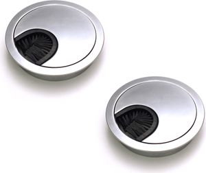 2er Set sossai® Metall Kabeldurchlass Ø60mm in Aluminium Design Schreibtisch Kabeldurchführung