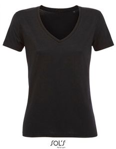 Damen Shirt WomenŽs Flowy V-Neck T-Shirt Motion - Farbe: Deep Black - Größe: 3XL