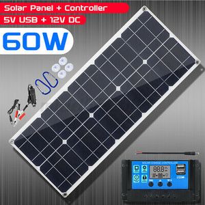 60W Mono Solar Panel USB Batteriestrom Ladegerät 18V 12V/5V Pwm Solar