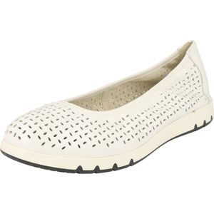 Caprice Comfort 9-22551-20 Buty damskie w szpic Memotion Skórzane baleriny białe