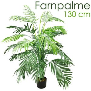 Künstliche Palme groß Kunstpalme Kunstpflanze Palme künstlich wie echt Plastikpflanze Balkon Farnpalme Palmenfarn Deko 130 cm hoch Decovego