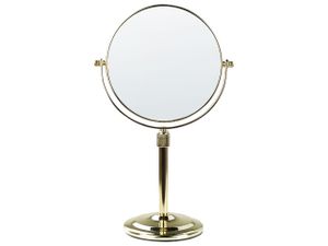 BELIANI Schminkspiegel Gold Metall ø 20 doppelseitiger Spiegel mit Vergrößerung für den Frisiertisch