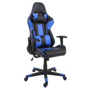 Bürostuhl HWC-F84, Schreibtischstuhl Gamingstuhl Chefsessel Drehstuhl, Kunstleder  schwarz/blau