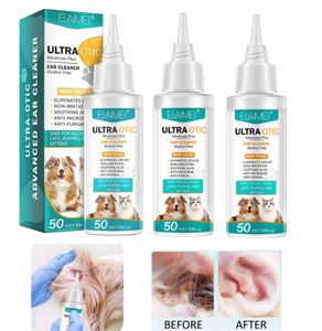 3 Stück 50ml Ohrenreiniger Entfernen Sie Ohrmilben Ohrkanalreinigung Ohrgeruchskontrolle bei Haustieren, Ohrenpflegeöl für Hunde und Katzen