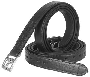 Equinate Leder Steigbügelriemen Superior mit Edelstahlschnallen Schwarz 160 cm